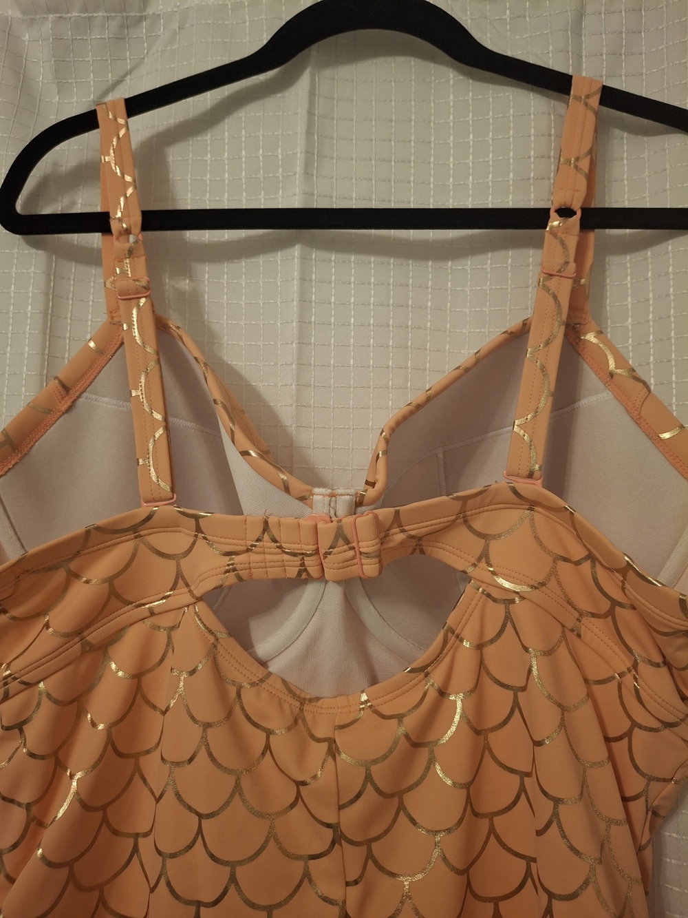 torrid Peach One-Piece Swimsuit with Gold Foil Scale Print - Picture 4 of 5